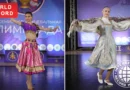 Lyubov Mashkova performing a solo ethnic dance at the Olympiad
