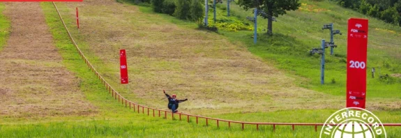 lya Savosin performing the world’s longest rail slide