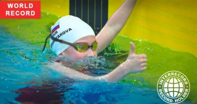 Eseniia Serebriakova setting a world record in 50m freestyle