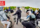 BMX rider on Tsar-ramp during record-breaking event in Luzhniki