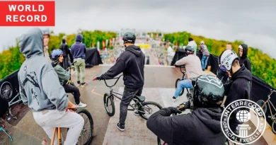 BMX rider on Tsar-ramp during record-breaking event in Luzhniki