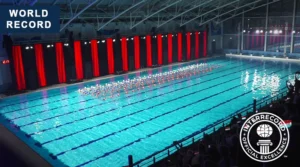 The largest national flag formed on water by synchronized swimmers