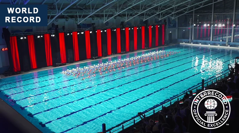 The largest national flag formed on water by synchronized swimmers