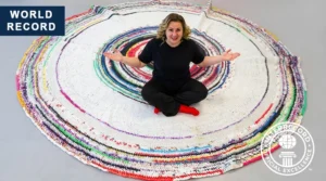 Environmental world record mat made of recycled plastic bags