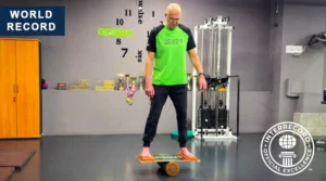 Oleg Gorbunov performing world record balance on sadhu boards in Russia