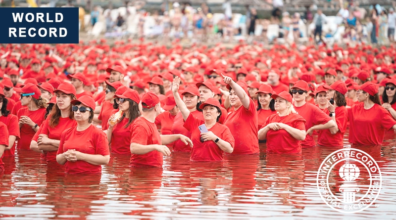 World record blood drop formed by people