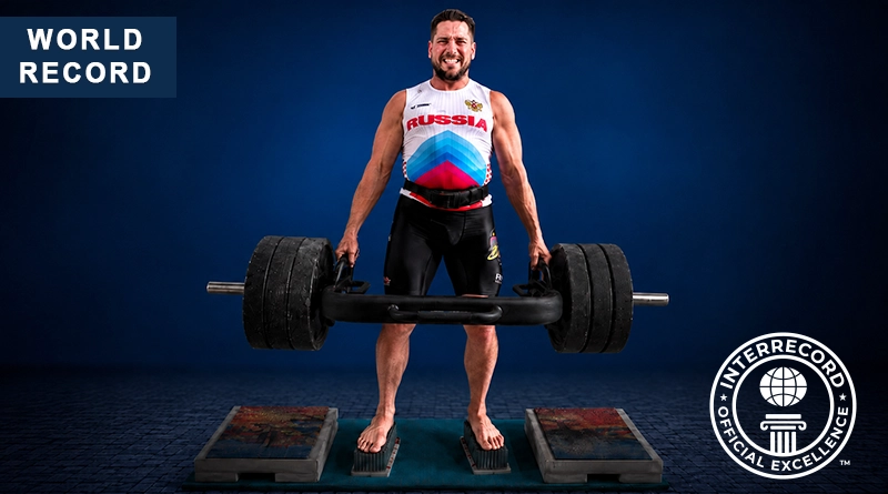 Most trap bar deadlifts with a 200 kg trap bar on sadhu boards in one minute | Книга рекордов INTERRECORD — мировые рекорды, регистрация и сертификат | World Record